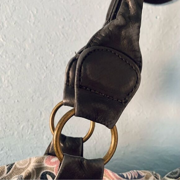 BONGO Pink & Gray Floral Boho Canvas Shoulder Handbag Size OS - Picture 9 of 15